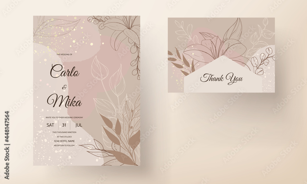 simple and elegant wedding invitation card floral 