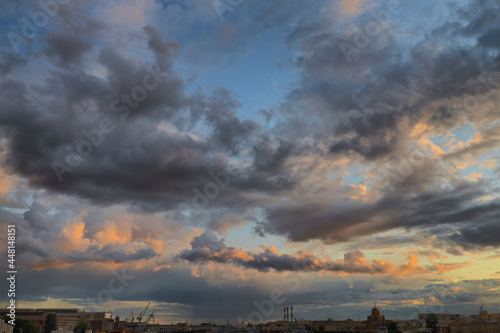 Clouds at sunset over the Neva River in St. Petersburg © aleksandr