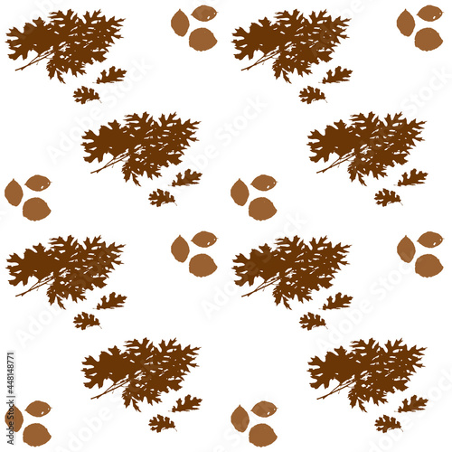 Fototapeta Naklejka Na Ścianę i Meble -  Raster pattern of foliage in brown and orange colors. Maple leaves and others. It can be suitable for a background, postcard, advertisement, banner, greeting card, print.