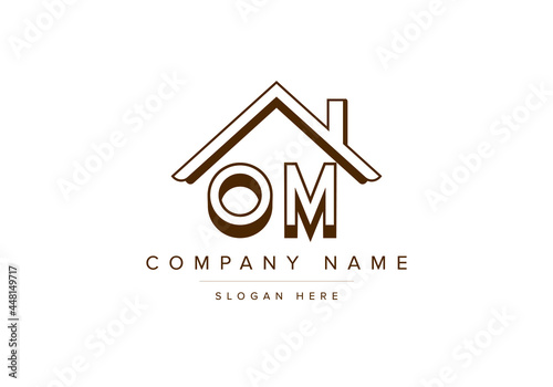 Alphabet letters OM home or house logo for real estate
