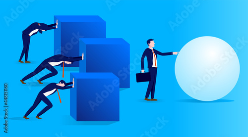 Business innovation - Businessman being smarter than everyone else. Work smarter, not harder concept. Vector illustration