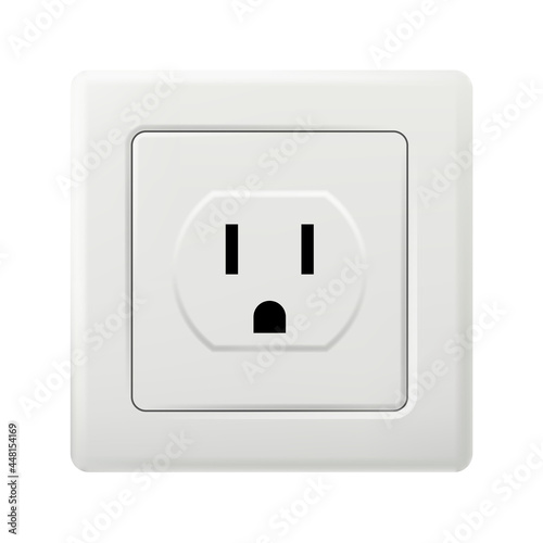 Realistic electrical power socket mockup on white background