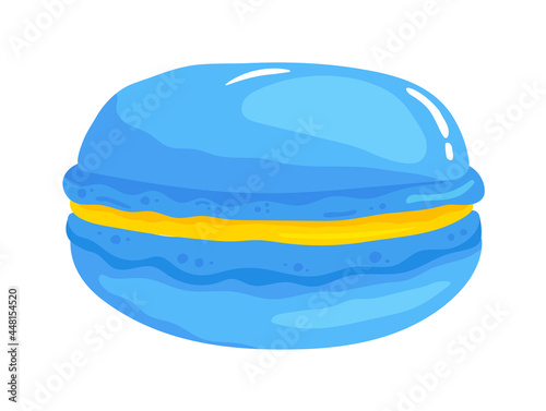 Sweet blueberry macaroon cake isolated on white background