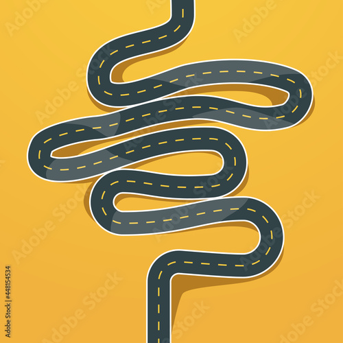 curvy road view from top on yellow