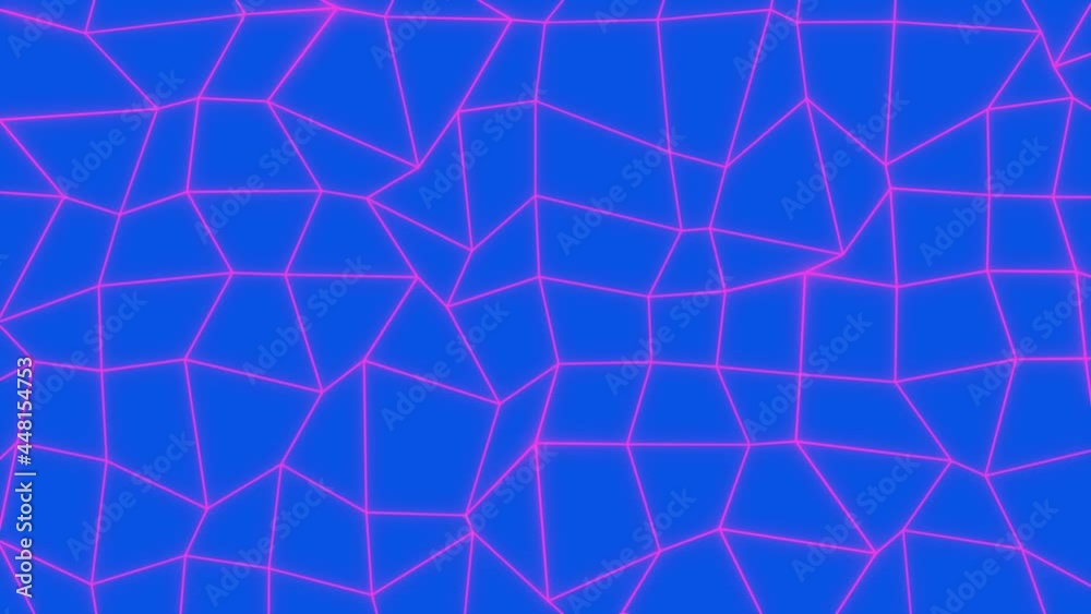 Abstract sci-fi pink grid or wireframe net footage. Digital dynamic wave. Bright glowing neon lights. Hight technology. Blue background. Retro wave synthwave. VJ Loop Motion Background. 4K animation