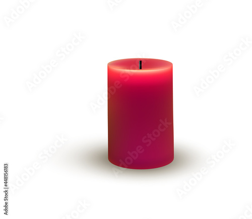 Wax or paraffin cylinder candle isolated on white background