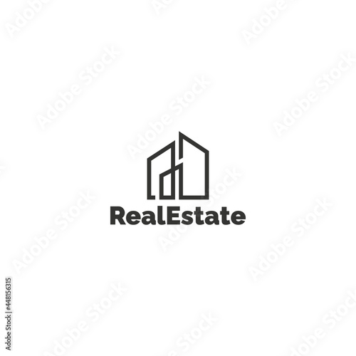 real estate home house outline symbol logo vector icon illustration