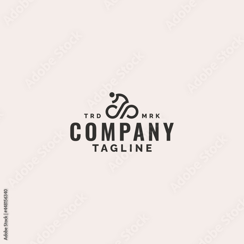 infinity bike line art logo design with minimalist style