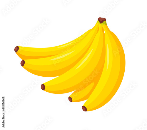 Ripe yellow banana sheaf bunch isolated on white background