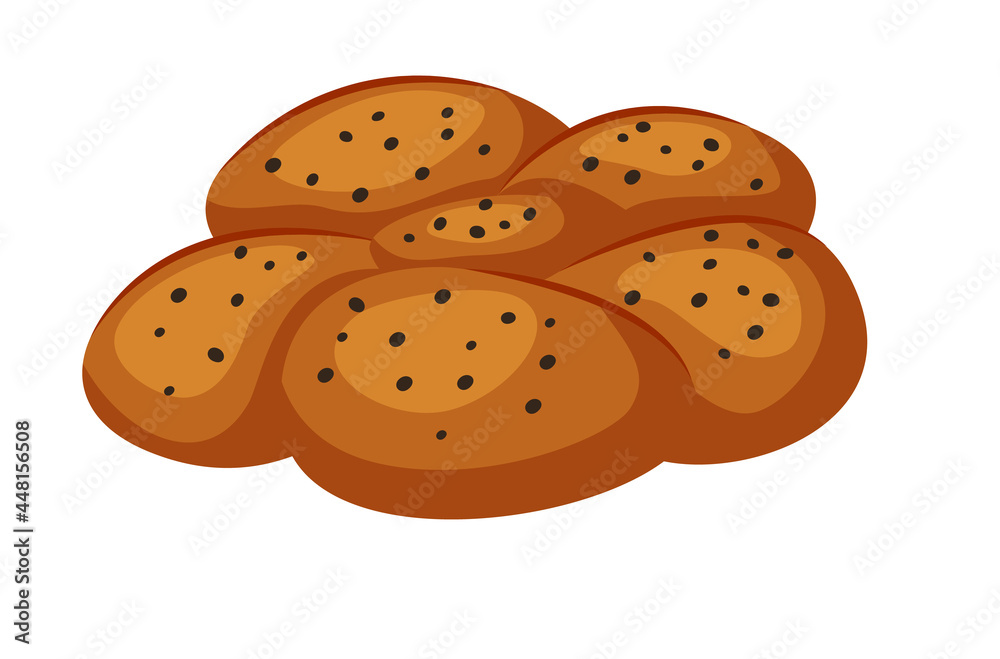 Butter or cake bread with poppy seeds on white background