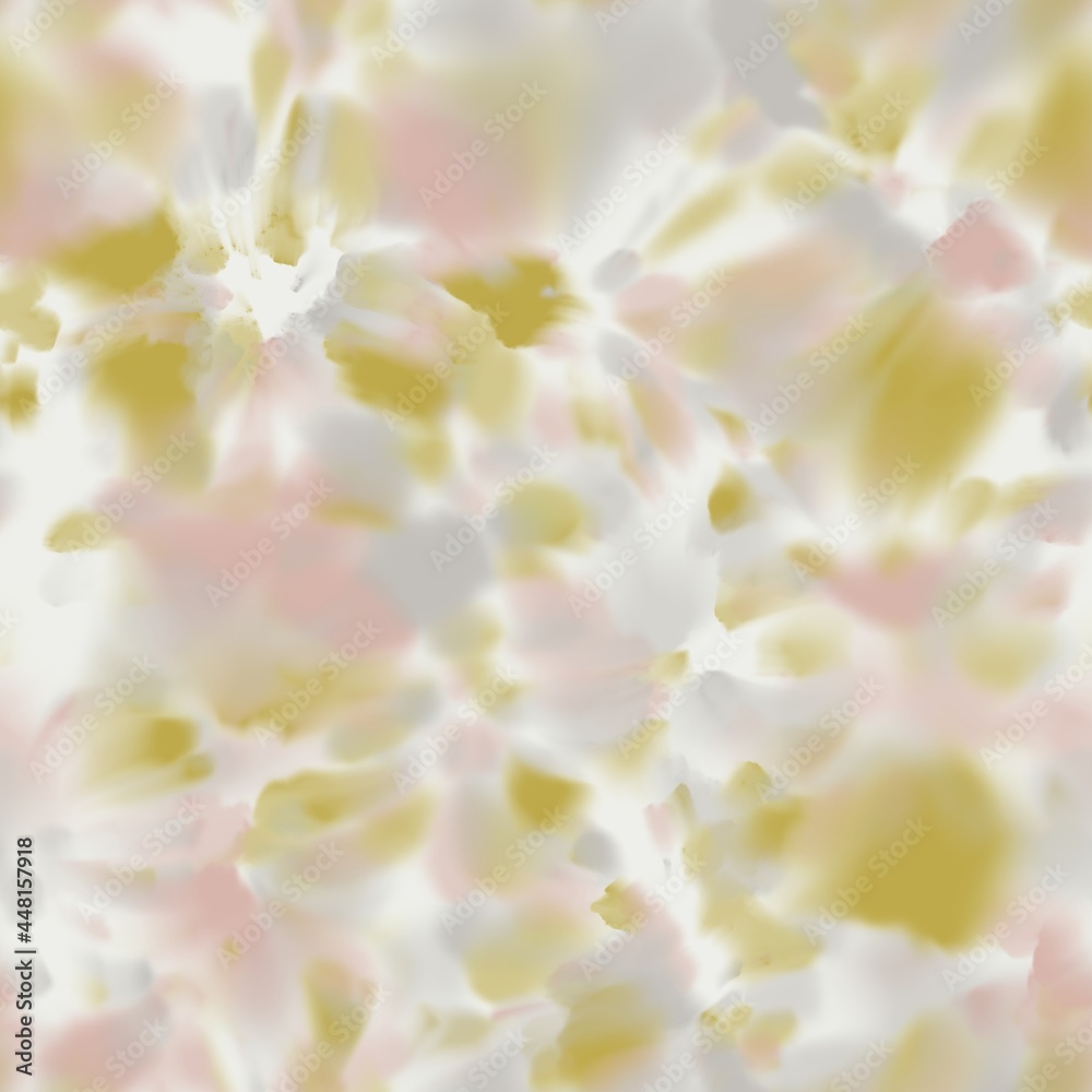 Seamless pastel swirl splat tie dye watercolor pattern swatch. High quality illustration. Messy tribal graphic illustration featuring dye stains splashed randomly in a trendy soft textile manner.