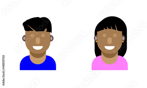 Set of funny cartoon people,Man and Woman icon flat vector stock illustration isolated, Male and Female face icon,Logo
