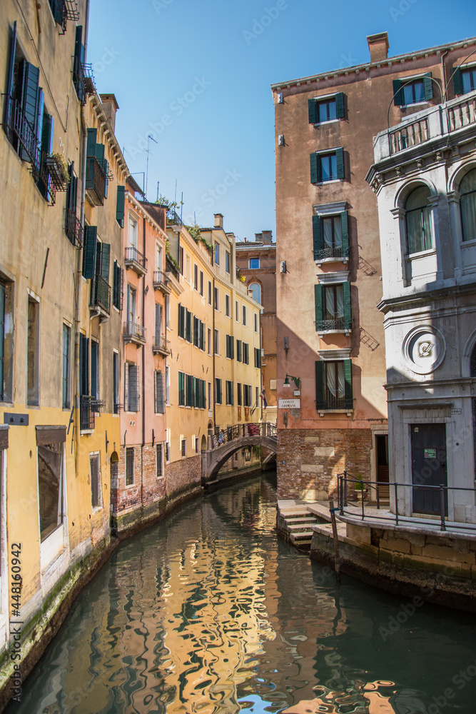 reflections on the canals of Venice in March, Italy 2019