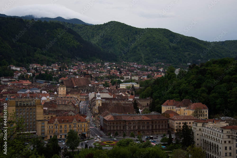 Brasov City In The Carpathian Mountains Of Romania,may ,2017