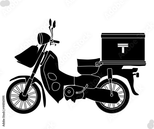 可愛い郵便バイクのシルエット