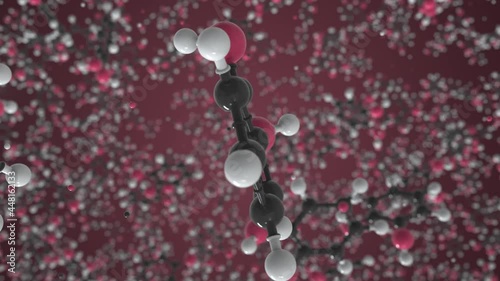 Catechol molecule made with balls, scientific molecular model. Chemical looping 3d animation photo