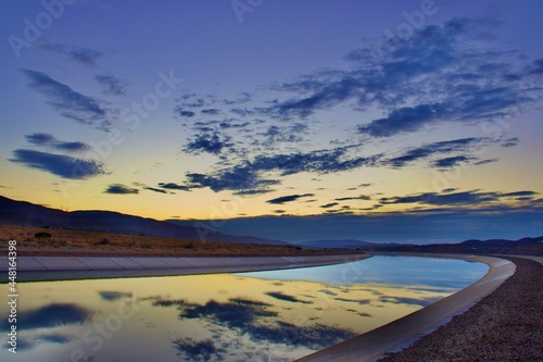 Wallpaper Mural Sunset at The California Aqueduct With Mountain Background