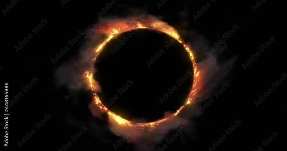 Burning fiery ring. hot flames and sparkling ember swirling around circle or eclipse. perfect for center placement of logo or text content. 4K loop, alpha channel included. Burning fiery ring. hot flames and sparkling ember swirling around circle or eclipse. perfect for center placement of logo or text content. 4K loop, alpha channel included.