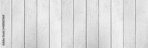 Panorama of Old white vintage wooden wall pattern and seamless background