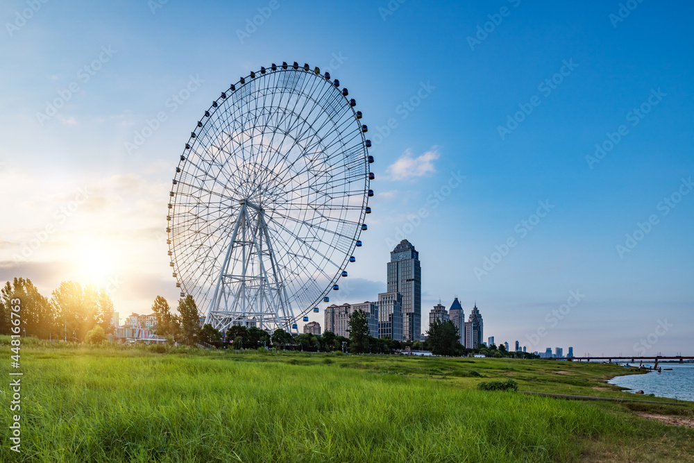 ferris wheel at sunset ferris wheel at sunset