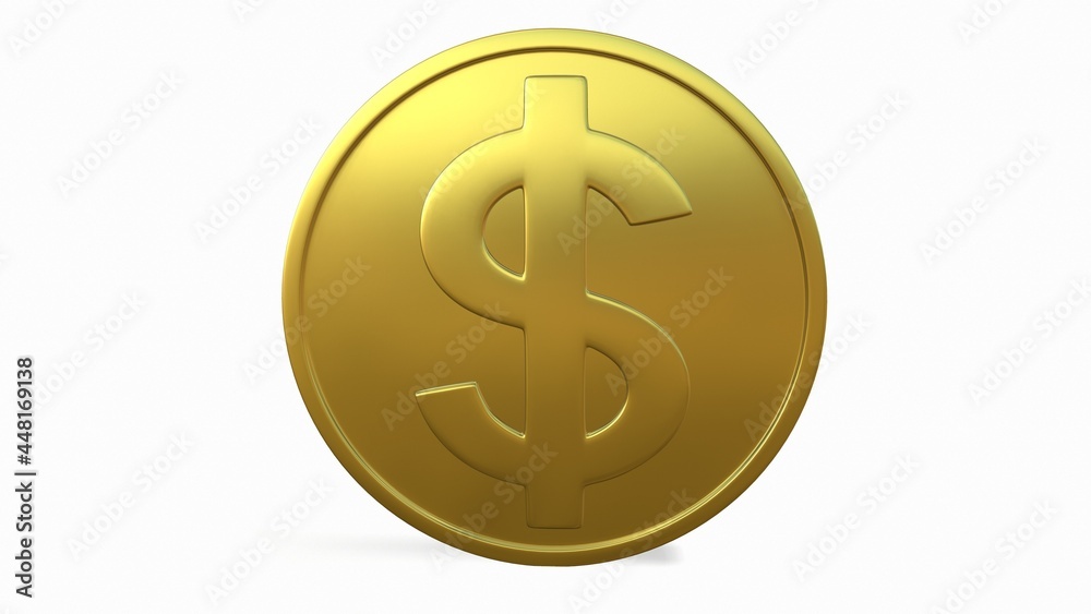 Gold coin with a dollar sign on a white background 3d-rendering Gold coin with a dollar sign on a white background 3d-rendering