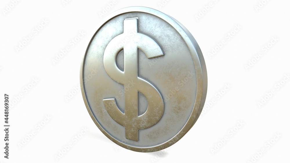 Silver coin with a dollar sign on a white background 3d-rendering Silver coin with a dollar sign on a white background 3d-rendering