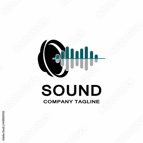 music sound wave logo icon vector, speaker and headset