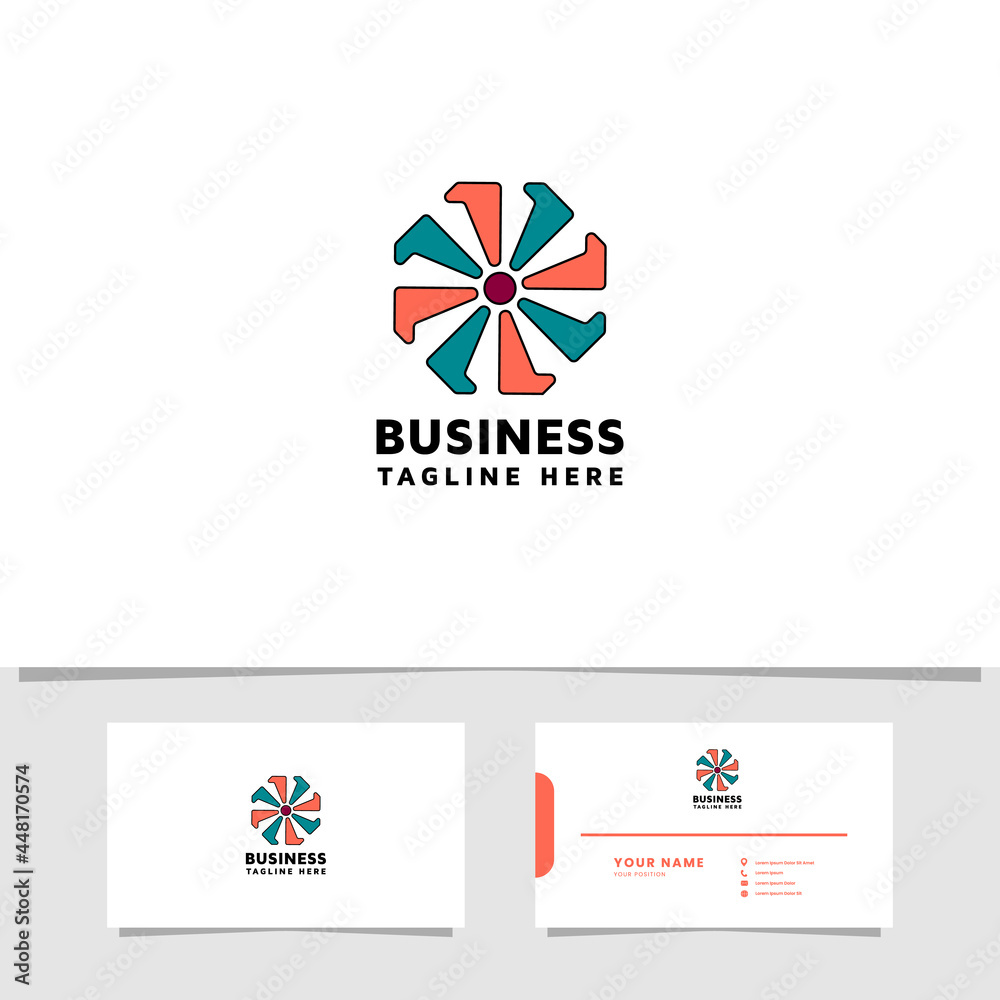 Simple and minimalist colorful flower pattern logo