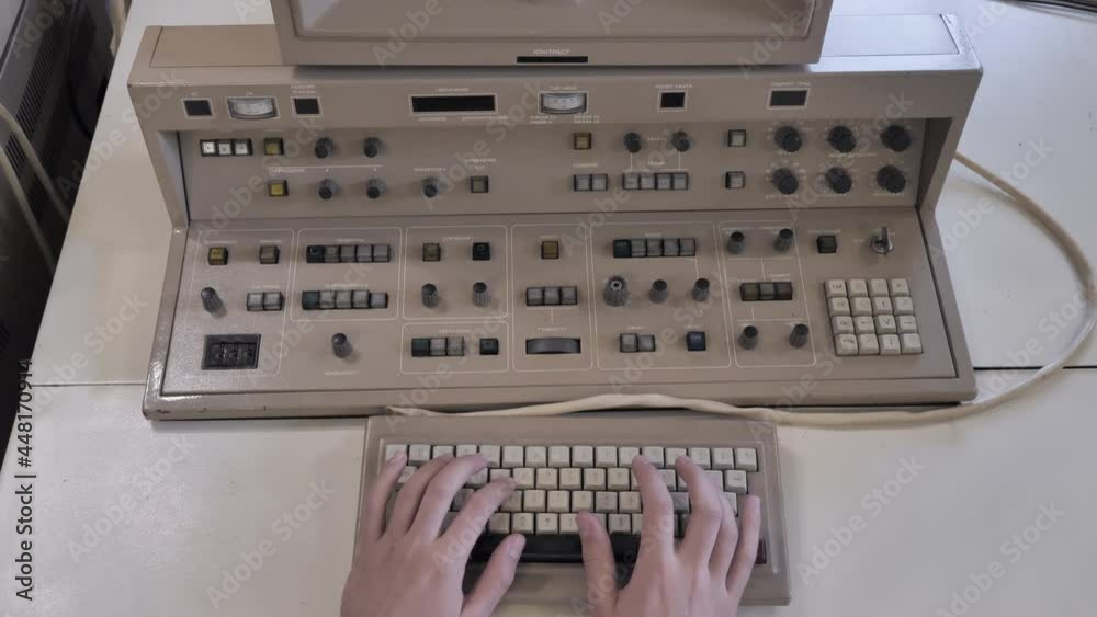 Typing On Old Keyboard. Retro Computer 60s, 70s, 80s Stock Video ...