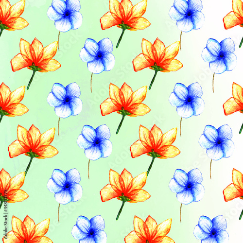 Flower yellow blue pattern background