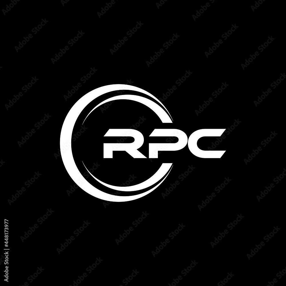 RPC letter logo design with black background in illustrator, vector ...