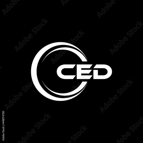 CED letter logo design with black background in illustrator, vector logo modern alphabet font overlap style. calligraphy designs for logo, Poster, Invitation, etc.
