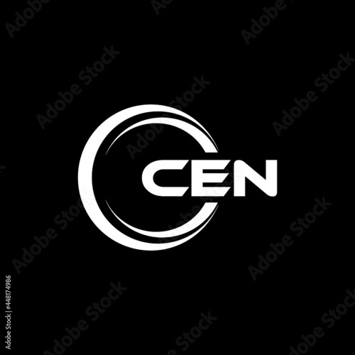 CEN letter logo design with black background in illustrator, vector logo modern alphabet font overlap style. calligraphy designs for logo, Poster, Invitation, etc.