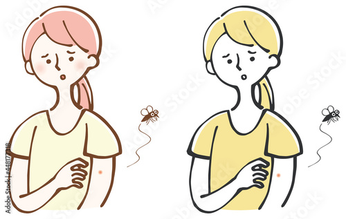 虫刺され　蚊　女性　イラスト