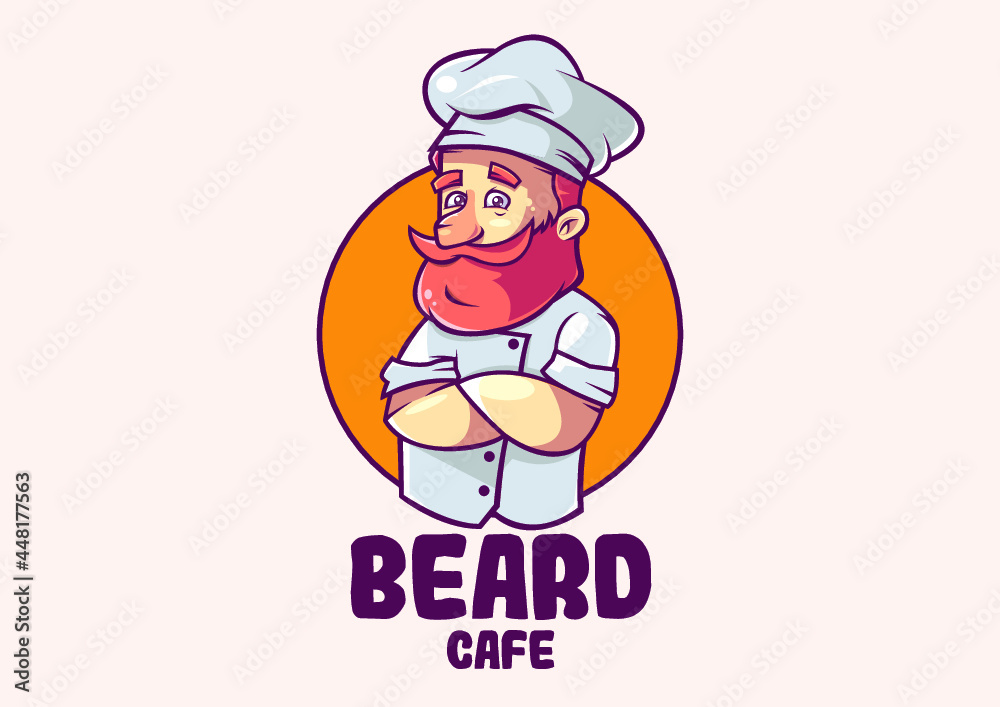The Funny Beard Chef Mascot logo is a clean and professional logo template suitable for any kind of business or personal identity related to a cafe, restaurant, or corporate.