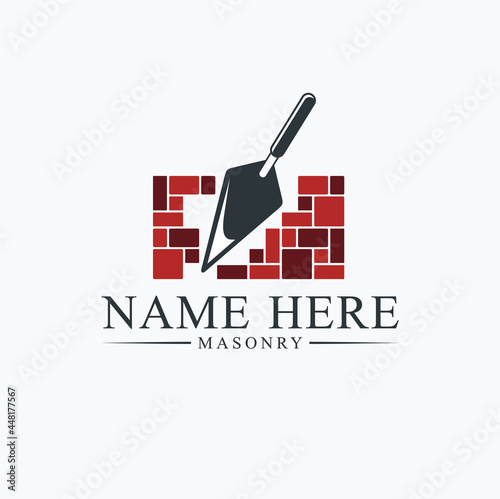 logo template for masonry service, vector art.