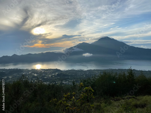 Sunrise View From Mount Batur On Bali  Indonesia - stock photo