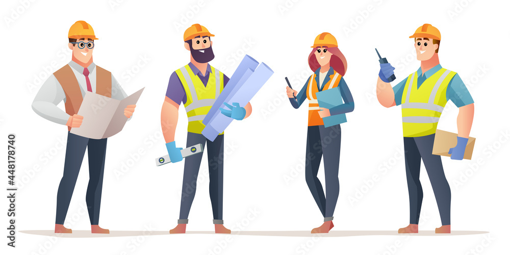 Obraz premium Set of engineers cartoon character