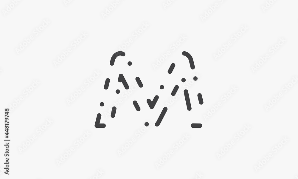 dotted letter M logo isolated on white background. dotted letter M logo isolated on white background.