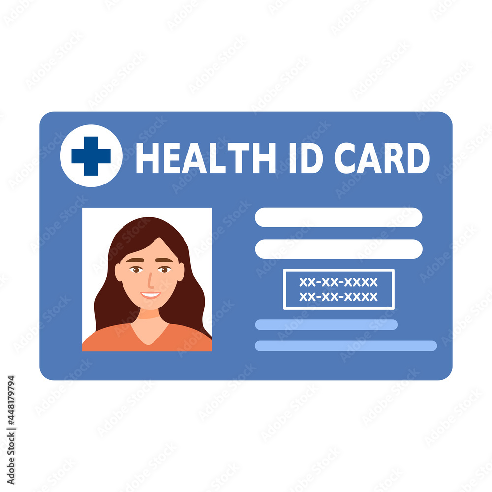 Health card, medical service, health insurance and hospital ID card ...