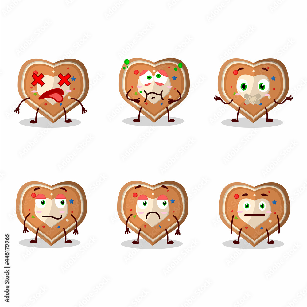 Gingerbread heart cartoon character with nope expression Gingerbread heart cartoon character with nope expression