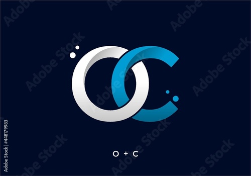 White blue color of OC initial letter photo