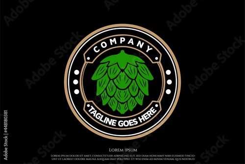 Circular Hop for Craft Beer Brewing Brewery Badge Label Seal Sticker Logo Design Vector