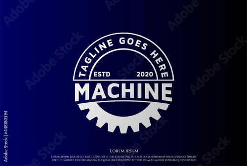 Simple Minimalist Machine Engine Gear Cog Drive Badge Label Seal Sticker Logo Design Vector