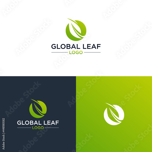 GREEN GLOBAL LEAF LOGO VECTOR