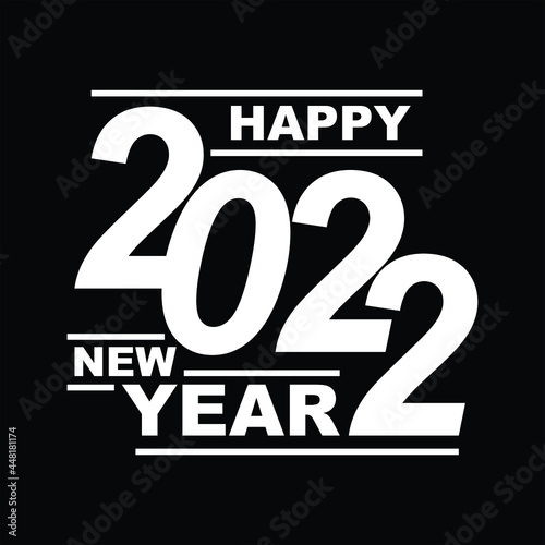 2022 Happy New Year greeting card. Logo numbers 2022 and text on light background Vector Illustration.