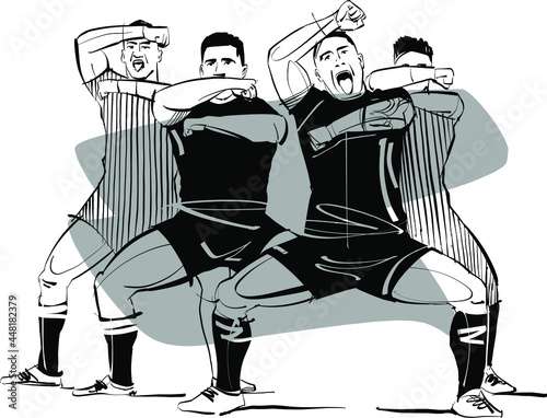 the vector sketch illustration of the rugby team players