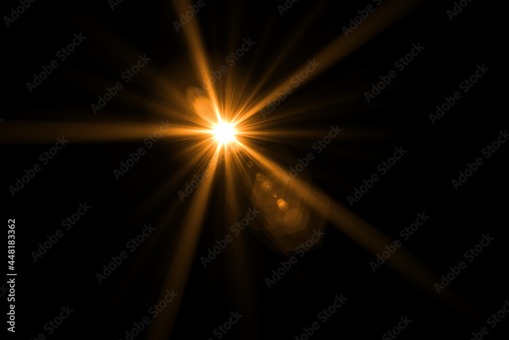 Fototapeta premium Beautiful optical lens flare effect Golden sun light