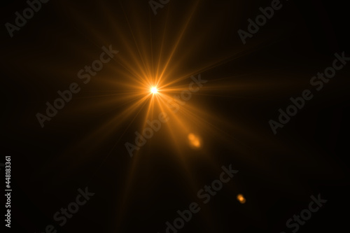 lens flare effect Golden sun light