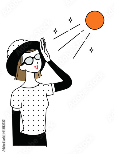 紫外線対策・日焼け対策をする女性のイラスト